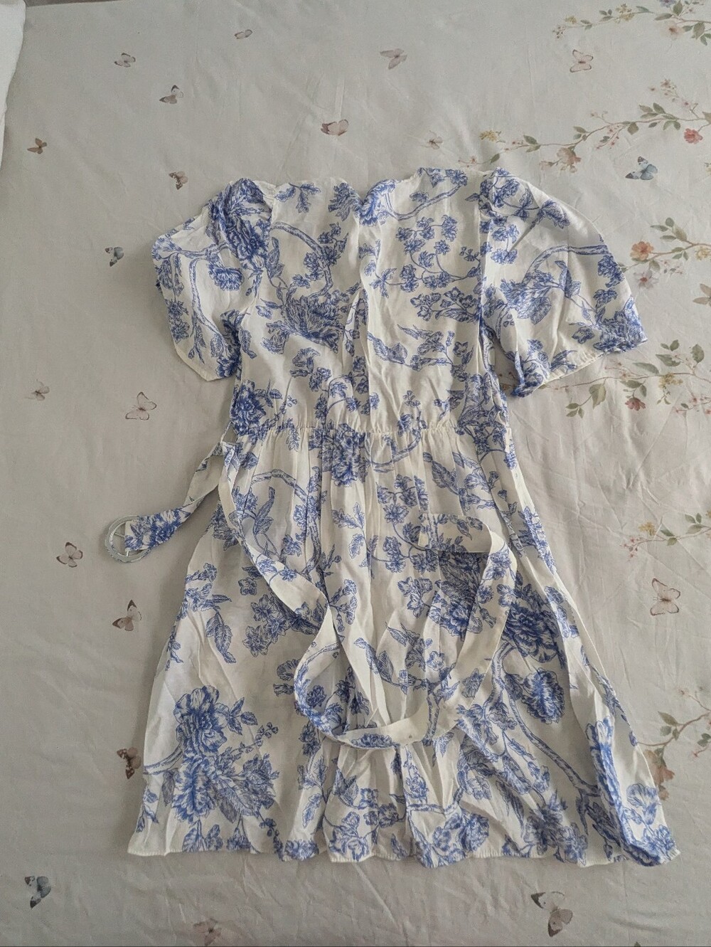 Mango White Dress with Blue Floral Print - Picture 10 of 14